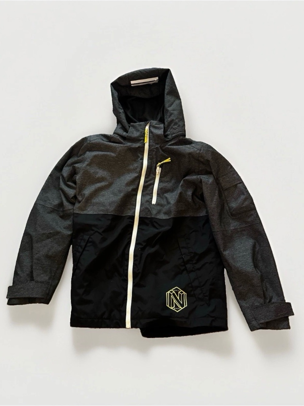 H&M Kids Shell Jacket Gray Fleece Lined Detachable Hood Size 10-11Y